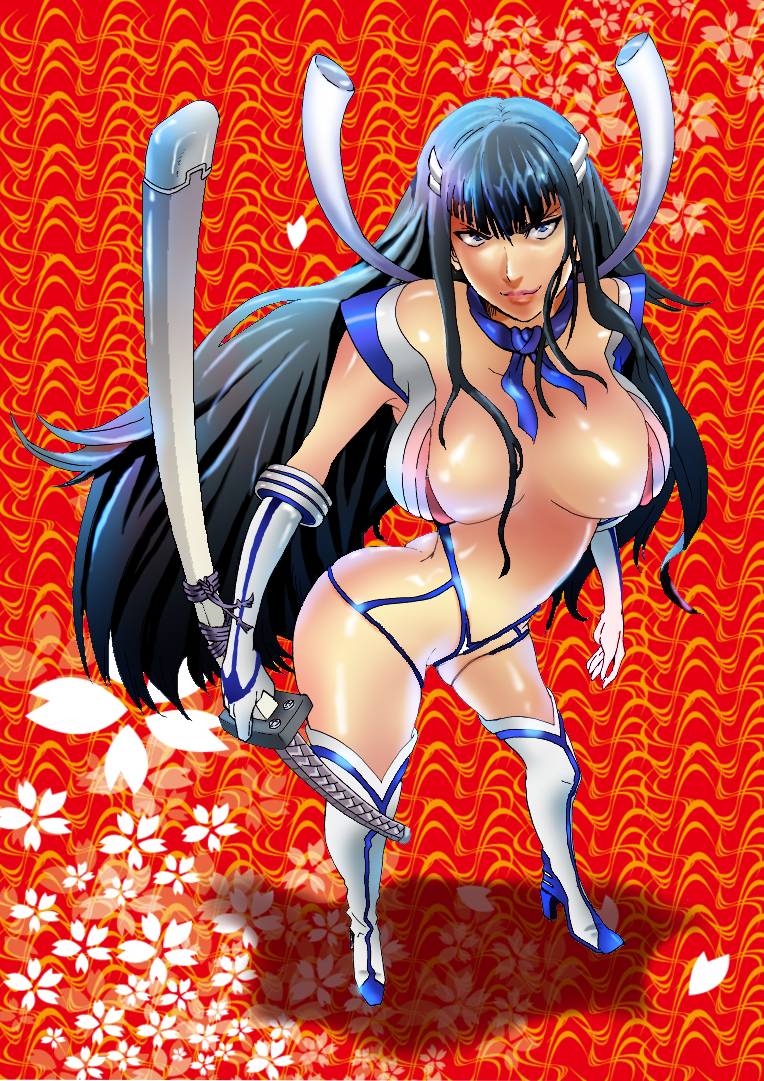 1girl breasts hime_cut kill_la_kill kiryuuin_satsuki large_breasts looking_at_viewer sword weapon