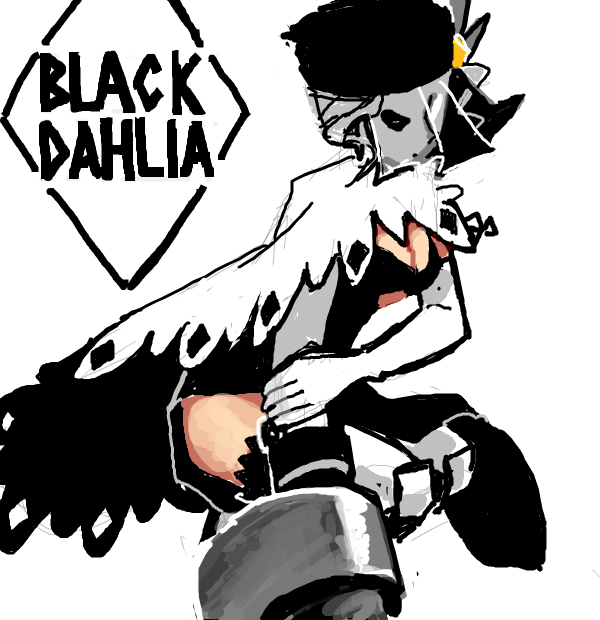 1girl black_dahlia female gun hat short_hair silver_hair skullgirls solo veil weapon