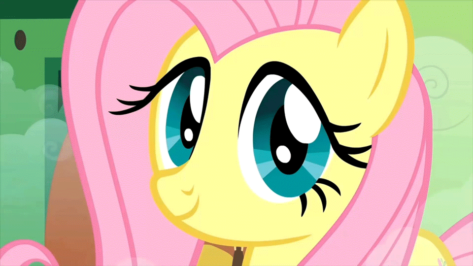 equine ethaes fangs female feral fluttershy_(mlp) friendship_is_magic fur green_eyes hair horse humor looking_at_viewer mammal my_little_pony no_sound open_mouth pegasus pink_hair pony red_eyes smile solo teeth unknown_artist wings yellow_fur