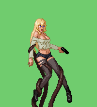 1girl animated animated_gif bad_end blonde_hair blue_eyes bouncing_breasts breasts gun lowres panties parasite_in_city pixel_art pixel_factory rape tentacle thighhighs underwear vaginal video_game weapon