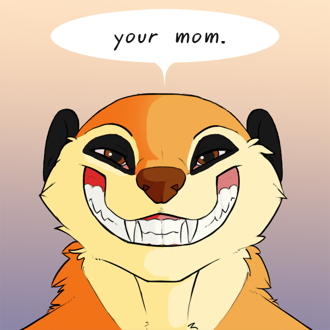 fangs grin gums looking_at_viewer male meerkat portrait reaction_image solo teeth your_mother