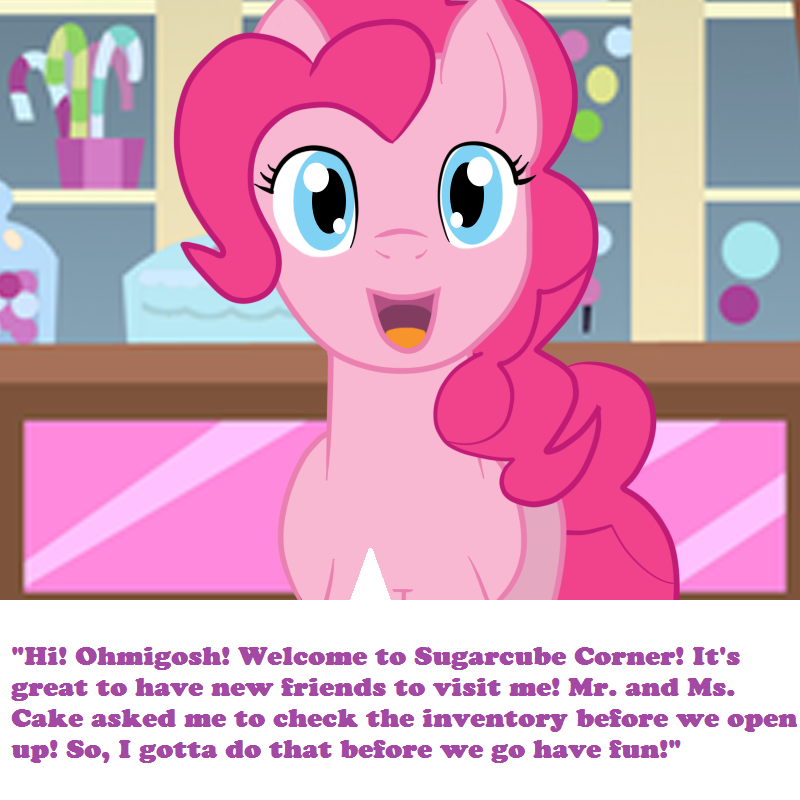 blue_eyes bsting english_text equine female feral friendship_is_magic fur hair horse mammal my_little_pony pink_fur pink_hair pinkie_pie_(mlp) pony smile solo text