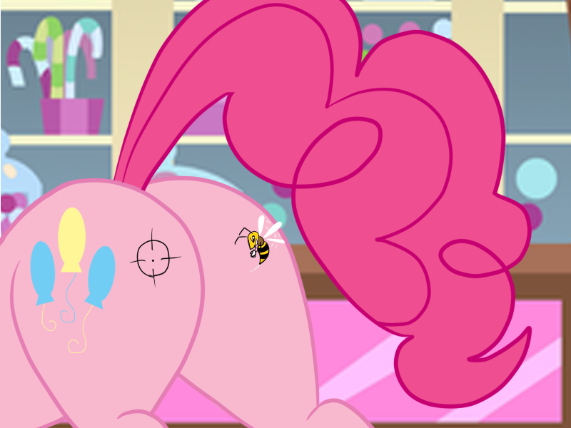 arthropod bee blue_eyes bsting butt equine female feral friendship_is_magic fur hair horse insect long_hair mammal my_little_pony pink_fur pink_hair pinkie_pie_(mlp) pony solo