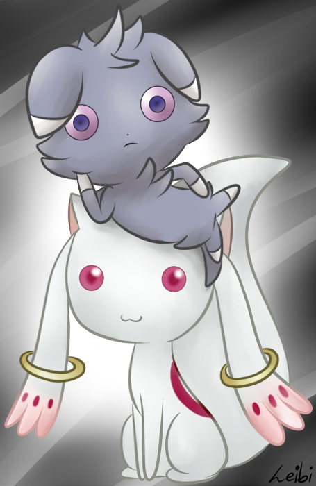 crossover espurr expressionless feline kyubey leibi97 looking_at_viewer mahou_shoujo_madoka_magica mammal nintendo pink_eyes pok&#233;mon pokemon pokemon_(game) pokemon_xy red_eyes shaft video_games