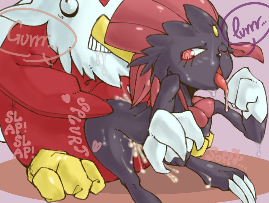 cum cum_in_pussy cum_inside delibird dripping drooling interspecies jingaidaisuki nintendo one_eye_closed pok&#233;mon pok&eacute;mon red_eyes saliva size_difference tongue tongue_out video_games weavile wide_hips