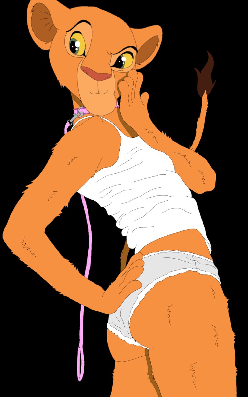 anthrofied black_background butt clothing collar cub disney feline female flat_chested leash lion mammal nala panties plain_background shirt tank_top the_lion_king therealfate underwear young