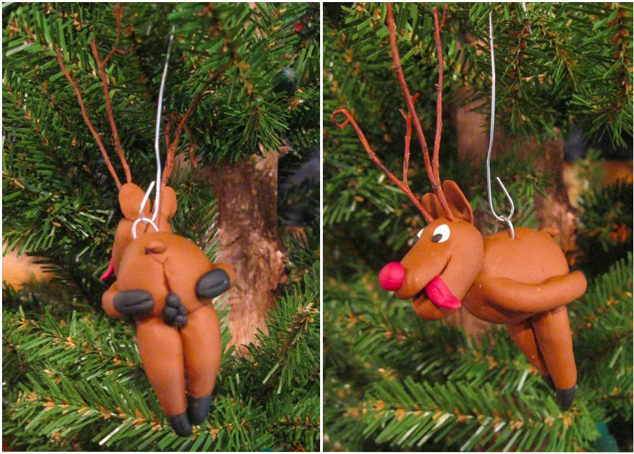 balls bent_over cervine christmas christmas_tree clay feces feral holidays hooves horn humor mammal not_furry ornament penis photo presenting reindeer rudolph scat sculpture tongue tongue_out tree