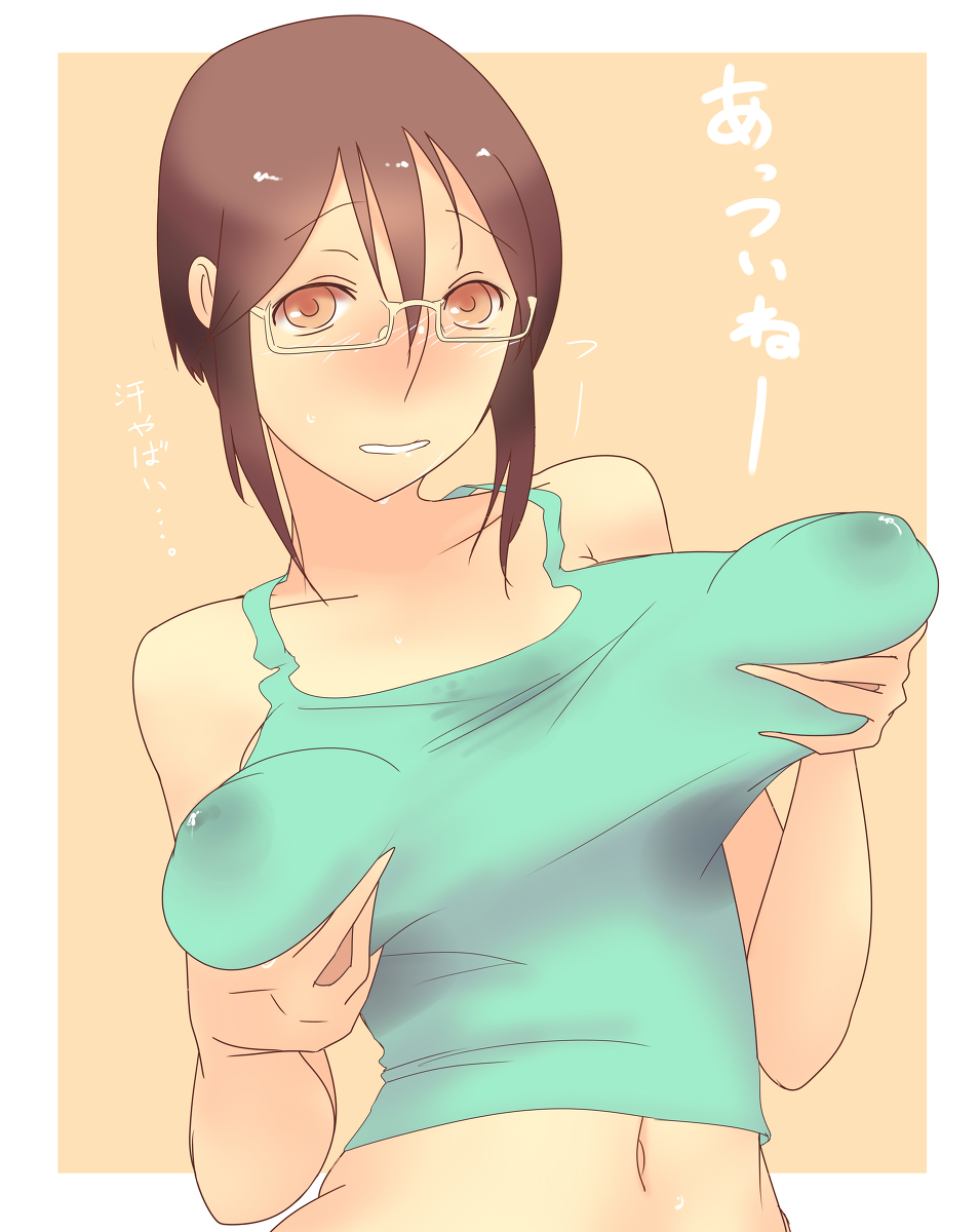 1girl breasts highres lactation large_breasts milk_leaking_through_clothing niko pixiv_manga_sample resized solo source_request