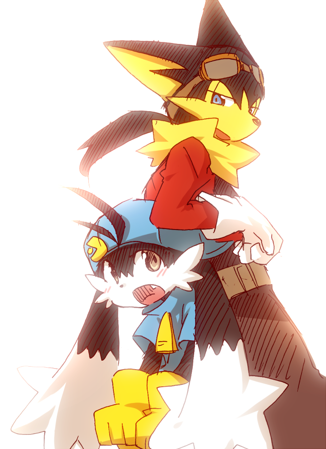 &#36196;&#12510;&#12501;&#12521;&#12540;&#22823;&#21644; blush cute eyewear fangs gloves goggles guntz hat klonoa klonoa_(series) male open_mouth simple_background video_games zipper