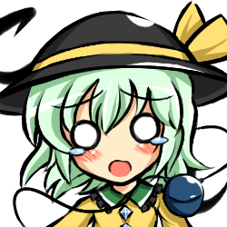 banned_artist blush green_eyes green_hair hat kisaragi_zwei komeiji_koishi looking_at_viewer lowres o_o open_mouth short_hair simple_background solo tears touhou upper_body white_background