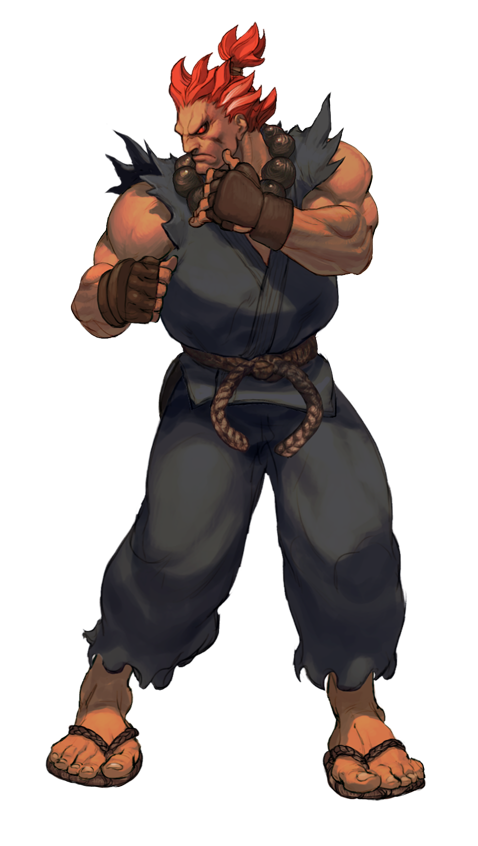 animated animated_png arnold_tsang beads dark_skin dark_skinned_male dougi fighting_stance fingerless_gloves full_body gloves gouki male_focus muscle no_pupils official_style prayer_beads red_eyes red_hair rope sandals solo street_fighter street_fighter_iii_(series) toes topknot transparent_background