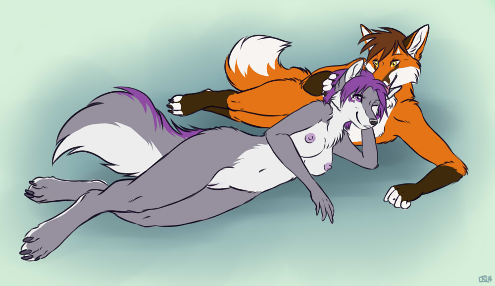 anthro breasts canine couple duo female fox jess_(teckly) korrok licking male mammal pussy straight tongue