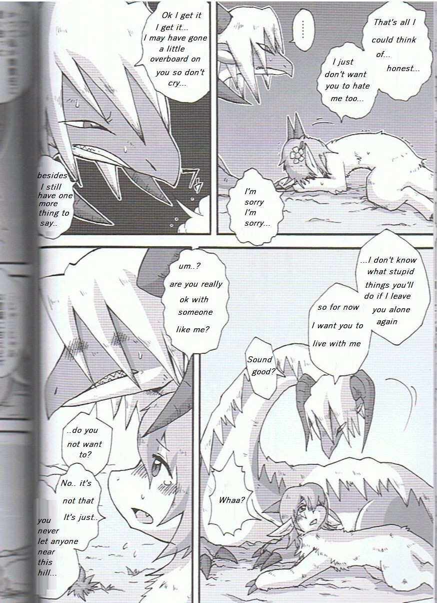 dragon english_text female greyscale male manga mikazuki mikazuki_karasu monochrome text translated