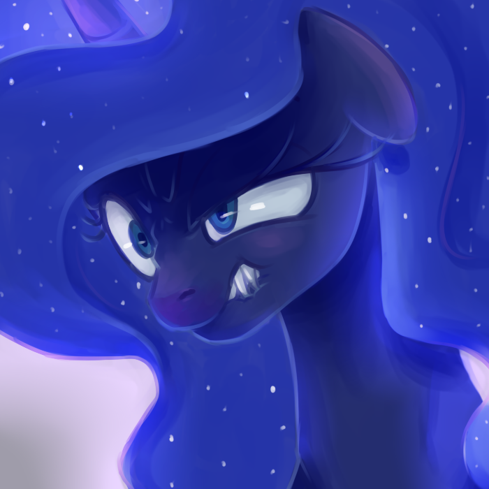 angry blue_eyes blue_fur blue_hair clenched_teeth diverse-zoo equine female feral friendship_is_magic fur hair horn horse long_hair mammal my_little_pony pony princess_luna_(mlp) scowl solo teeth winged_unicorn wings