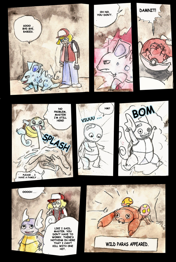 blonde_hair cave comic female feral hair hat male nidorina nintendo paras pok&#233;ball pok&#233;mon pok&eacute;ball pok&eacute;mon qlock reptile scalie squirtle trapped turtle video_games wartortle young