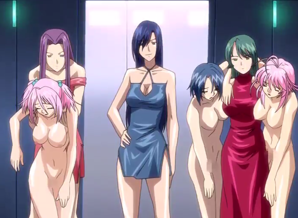 6+girls ahoge arm arms bare_legs bare_shoulders blue_dress blue_eyes blue_hair breasts carrying censored cleavage clothed_female_nude_female clothed_on_nude collarbone dress eyes_closed female green_eyes green_hair hair_bobbles hair_ornament hair_over_one_eye halterneck hand_on_hip large_breasts legs long_hair minidress multiple_girls navel nipples nude pink_dress pink_hair purple_hair red_dress screencap short_dress short_hair side_slit sleeveless sleeveless_dress smile standing tokumu_sousakan_rei_&amp;_fuko twintails unconscious