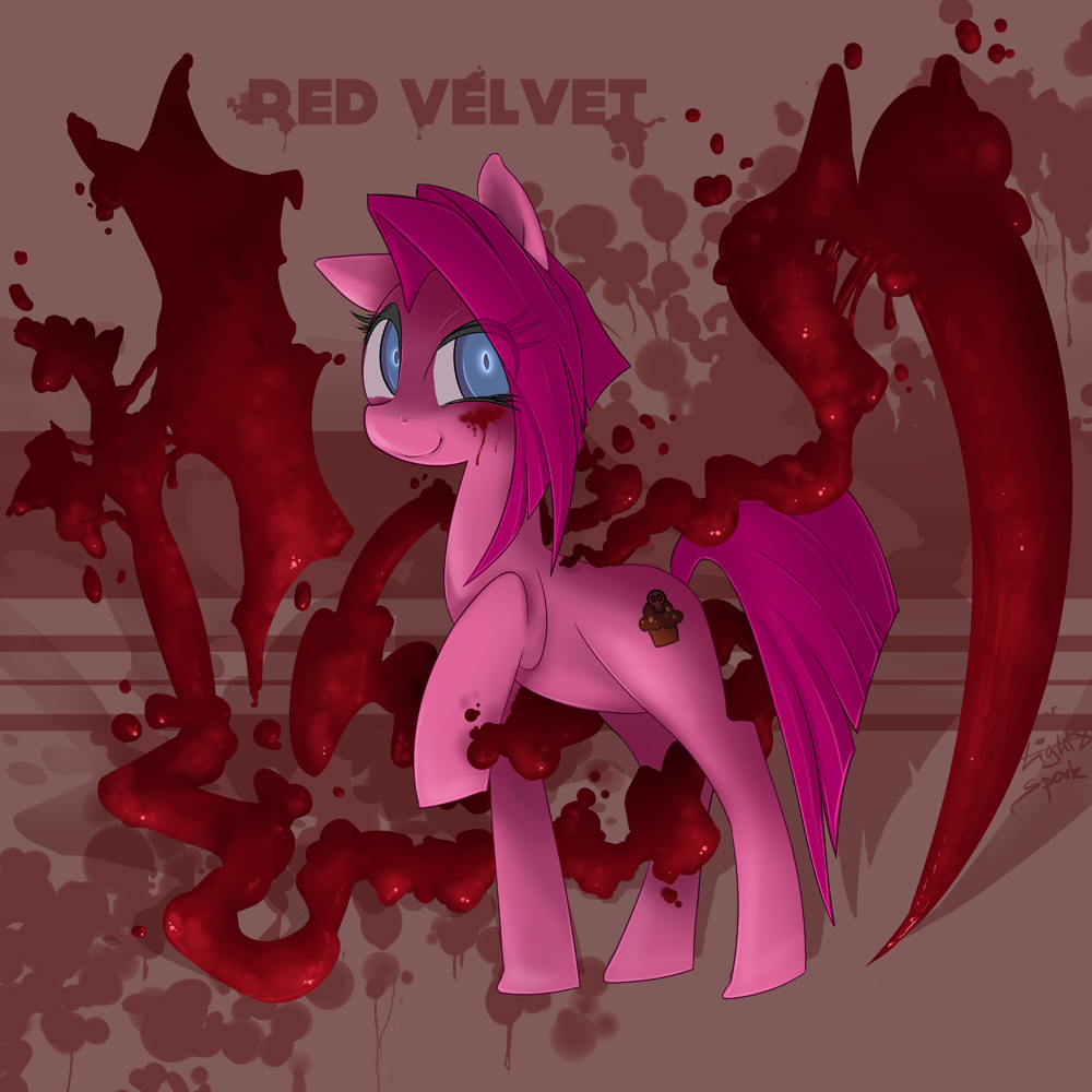 blood blue_eyes cutie_mark equine evil_counterpart female feral friendship_is_magic hair horse looking_at_viewer mammal my_little_pony original_character pink_hair pony smile solo standing starlight_spark starlightspark text weapon