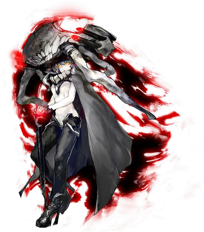 ankle_boots bodysuit boots cape full_body gloves hat high_heels kantai_collection long_hair official_art pale_skin shinkaisei-kan silver_hair solo sugimoto_gang transparent_background wo-class_aircraft_carrier