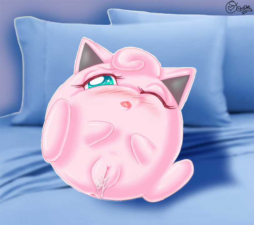 female feral horny jigglypuff lying nintendo nude ocesome on_back one_eye_closed plump_labia pok&#233;mon pok&eacute;mon pussy pussy_juice solo video_games