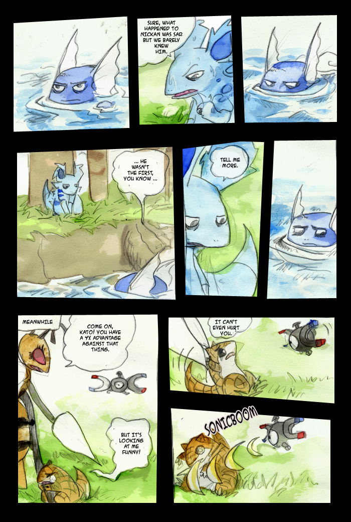 beedrill comic cute female grass insect magnemite male nidorina nintendo open_mouth pok&#233;mon pok&eacute;mon qlock red_eyes sandshrew text video_games wartortle water webcomic