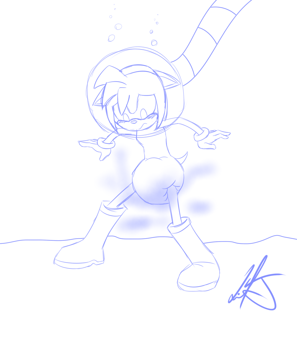 amy_rose anthro antro blush boots bubble bubble_helmet bubbles clothing diaper diving_suit embarrassed female gloves leak liljdude peeing plain_background sand sega signature sketch solo sonic_(series) standing underwater urine video_games water white_background