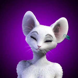 albino animated big_ears breasts buckteeth cleavage clothed clothing ear_tag eyes_closed female fur looking_at_viewer low_res mammal mouse red_eyes rodent smile solo whiskers white_fur zorryn