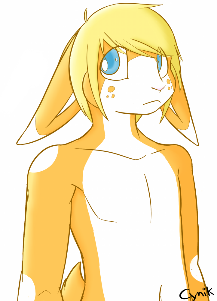 freckles hair lagomorph male mammal rabbit shy solo topless