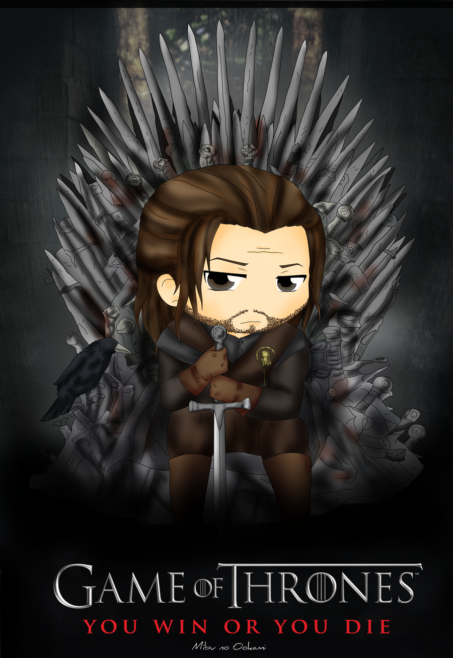 a_song_of_ice_and_fire artist_request chibi eddard_stark game_of_thrones male male_focus mibu-no-ookami sitting solo source_request sword throne weapon