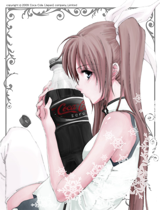 coca-cola coca-cola_zero lina_(interlude) lyrical_nanoha mahou_shoujo_lyrical_nanoha_strikers product_placement side_ponytail solo takamachi_nanoha