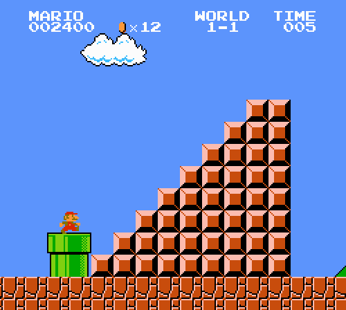 8-bit 80s animated animated_gif castle death famicom flag game game_console humor jump jumping mario mario_(series) nintendo oldschool pipe stairs super_mario_bros. time timer video_game