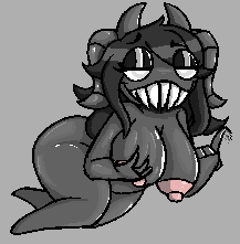 big_breasts black_body black_hair breasts demon digital_media_(artwork) female hair horn horned_humanoid humanoid long_hair low_res nipples not_furry nude sharp_teeth simple_background siren siren_(the_binding_of_isaac) smile solo teeth the_binding_of_isaac_(series) the_siren thick_thighs thumbnail unknown_artist white_eyes wide_hips