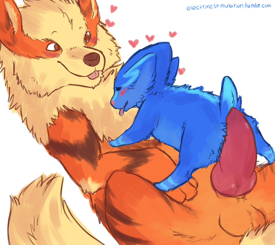 &lt;3 age_difference arcanine blush canine cute duo electrike electrikedeathstrike erecion erection eyes_closed female feral fur happy happy_sex imminent_sex knot lying male mammal nintendo on_back penis pok&#233;mon pok&eacute;mon rubbing sex size_difference straight tongue tongue_out video_games