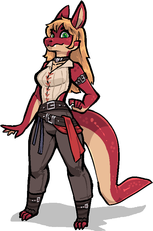 5_fingers alpha_channel anthro biped breasts cherry_(thedragonathome) clothed clothing countershade_face countershade_neck countershade_tail countershading female fingers hair jam_(artist) non-mammal_breasts red_body scalie simple_background solo tail transparent_background