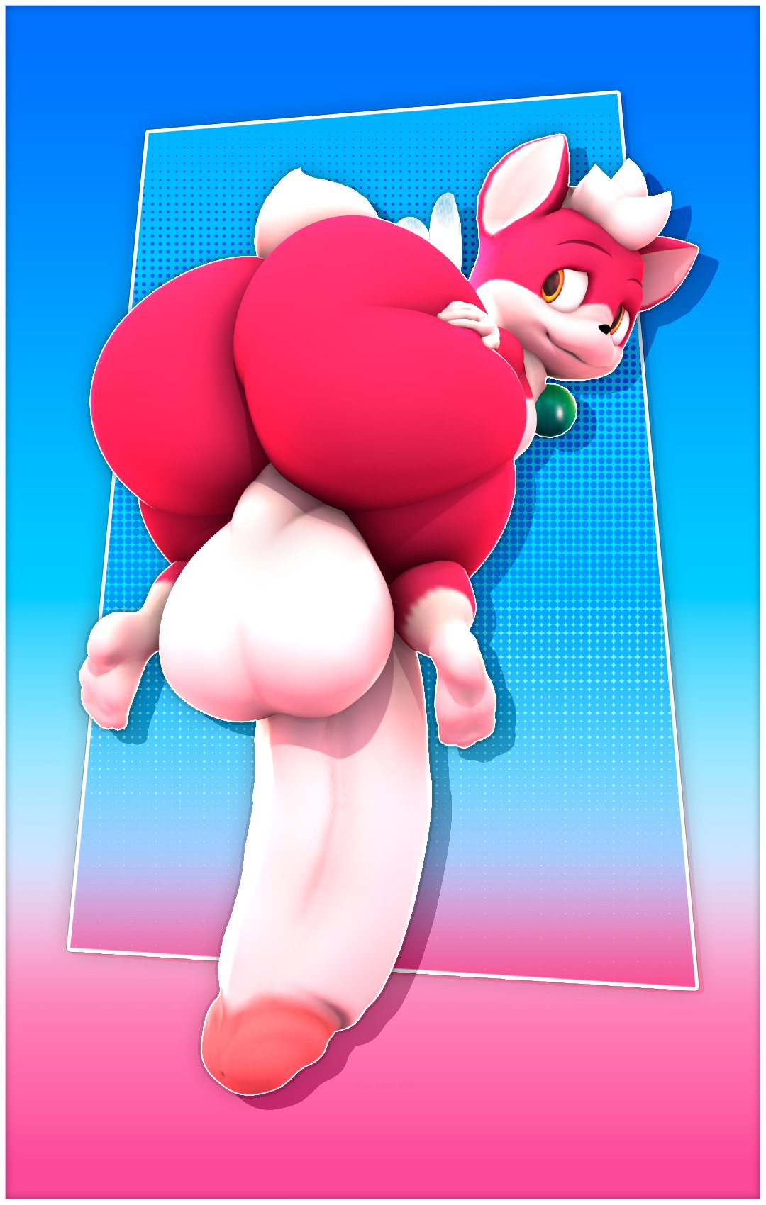 2022 3d_(artwork) anthro balls big_balls big_butt big_penis black_nose blue_background butt butt_grab butt_squish chip_(sonic) colored digital_media_(artwork) floating genitals glans hair hand_on_butt hand_on_own_butt hi_res huge_balls huge_butt huge_penis hyper hyper_balls hyper_genitalia hyper_penis looking_back male not_person420 orange_eyes penis pink_background pink_glans red_body red_butt red_ears scut_tail sega shaded short_stack short_tail simple_background small_but_hung smile solo sonic_the_hedgehog_(series) sonic_unleashed source_filmmaker squish tail unknown_species white_balls white_hair white_inner_ear white_penis white_tail