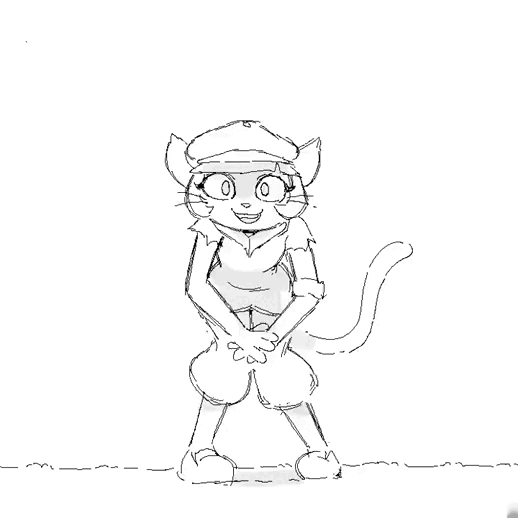 1:1 animated anthro biped boots bottomwear clothed clothing dancing domestic_cat felid feline felis female footwear hat headgear headwear ivy_pepper lackadaisy line_art looking_at_viewer mammal pants ripped_off_sleeves shirt simple_background solo tail topwear white_background