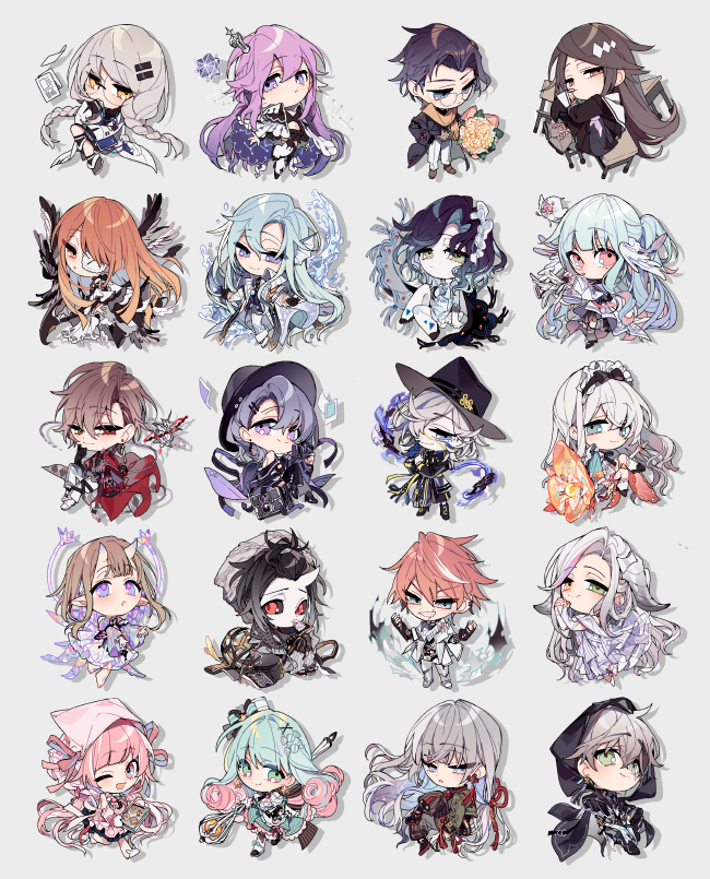 6+boys 6+girls antoneva black_sclera blonde_hair blue_eyes blue_hair brown_eyes brown_hair character_request closed_mouth colored_sclera colored_skin eyepatch forever_7th_capital green_eyes grey_hair head_wings horns lia_(forever_7th_capital) long_hair looking_at_viewer lulu_(forever_7th_capital) maid_headdress medium_hair multiple_boys multiple_girls null_(forever_7th_capital) one_side_up orange_hair sapphire_(nine) simple_background skin-covered_horns smile very_long_hair white_background white_skin wings yumi_(forever_7th_capital)