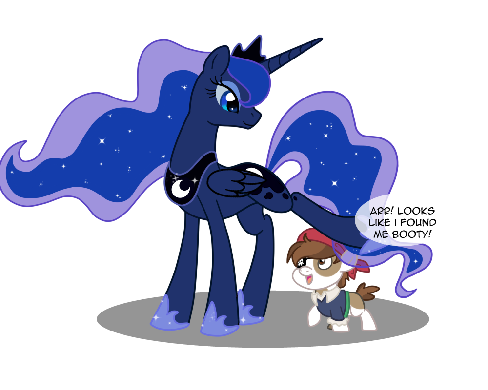 duo equine eye_patch eyewear female friendship_is_magic hat horn horse male mammal my_little_pony perfectpinkwater pipsqueak pipsqueak_(mlp) pony princess_luna_(mlp) suggestive winged_unicorn wings young