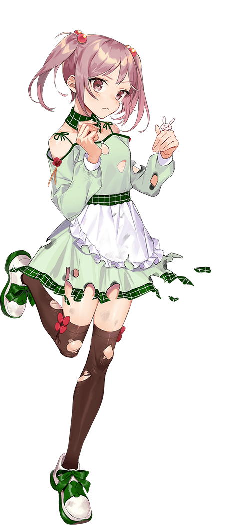 1girl :d animal anniversary apron black_thighhighs burnt_clothes crab dress drew_(drew213g) full_body green_dress hair_bobbles hair_ornament kantai_collection long_sleeves official_alternate_costume official_art open_mouth over-kneehighs pet pink_eyes pink_hair rabbit sazanami_(11th_anniversary)_(kancolle) sazanami_(kancolle) shoes short_hair smile solo tachi-e thighhighs transparent_background twintails v waist_apron white_apron white_footwear