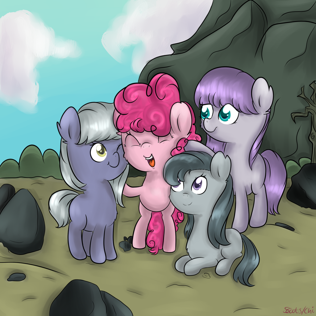 blinkie_pie_(mlp) blue_eyes character_request chiweee cloud equine eyes_closed female feral friendship_is_magic fur grey_fur grey_hair group hair horse inkie_pie_(mlp) mammal maud_pie_(mlp) my_little_pony open_mouth outside pink_fur pink_hair pinkie_pie_(mlp) pony purple_eyes purple_fur purple_hair rock sibling signature sky smile young