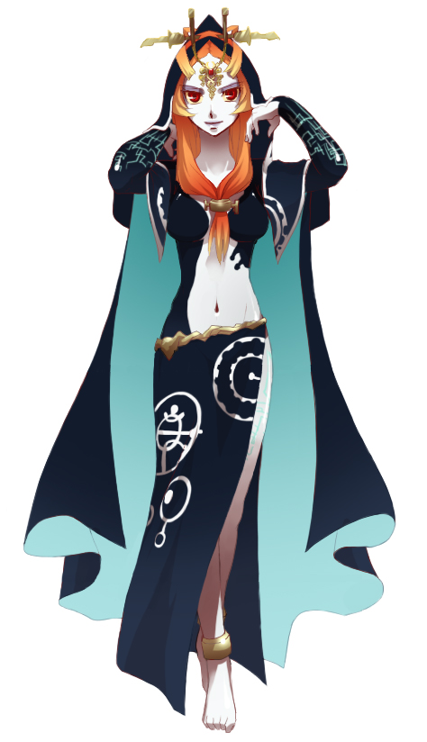 artist_request barefoot blue_skin front_ponytail long_hair midna midna_(true) orange_hair red_eyes robe smile solo spoilers the_legend_of_zelda the_legend_of_zelda:_twilight_princess