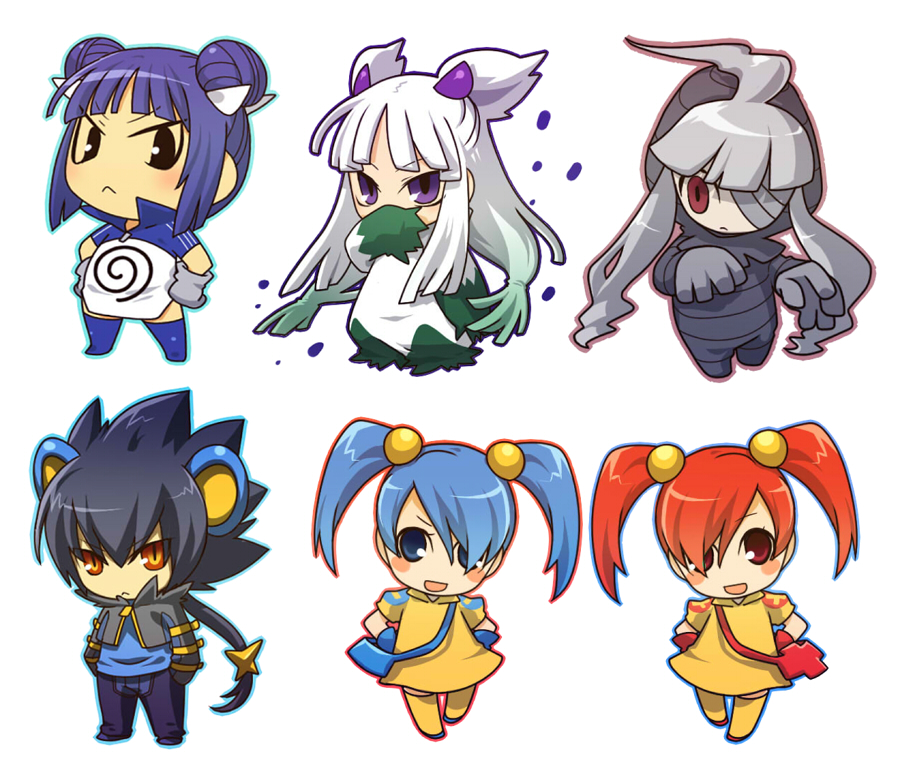 :&lt; abomasnow ahoge androgynous animal_ears bad_id bad_pixiv_id bandages black_hair blue_eyes blue_hair blush_stickers chibi closed_mouth commentary_request dress dusclops gen_1_pokemon gen_3_pokemon gen_4_pokemon gloves gradient_hair grey_hair hair_ornament hands_in_pockets hands_on_hips hitec jacket looking_at_viewer luxray minun multicolored_hair multiple_girls open_mouth outline personification plusle pokemon poliwrath ponytail purple_eyes red_eyes red_hair simple_background slit_pupils smile standing thighhighs translation_request twintails v-shaped_eyebrows white_background white_hair yellow_eyes