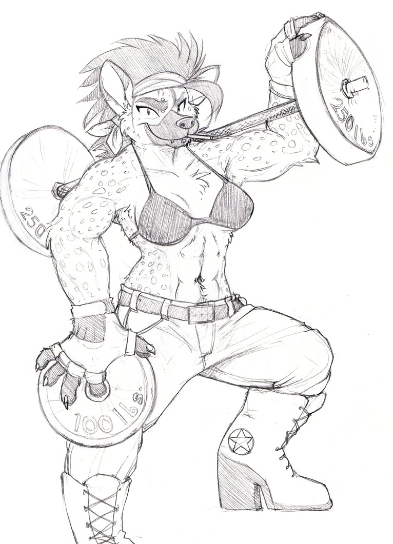 anthro beast big_muscle big_muscles charli female hyena mammal muscles rick_griffin solo