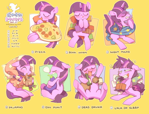 adorable_drunk alcohol beverage book eggplant equine expression food friendship_is_magic mammal my_little_pony pizza sleeping smarty_pants twilight_sparkle_(mlp)