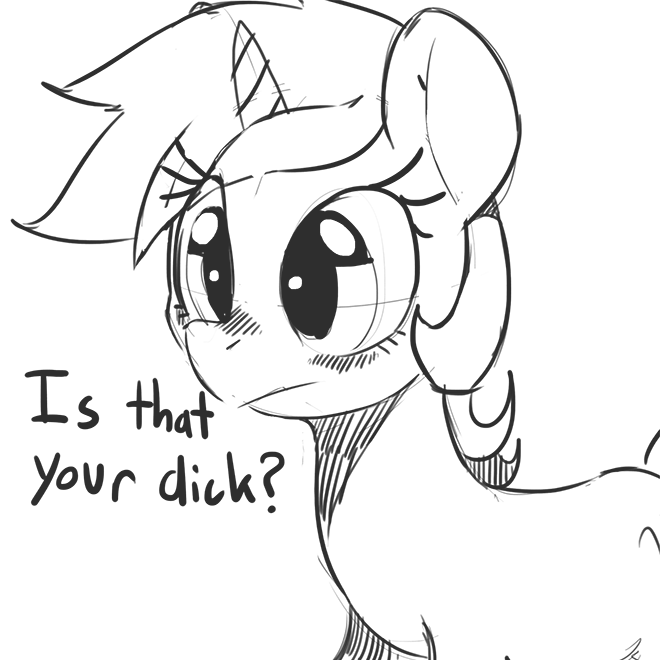 dialog equine female friendship_is_magic horn horse lyra_(mlp) lyra_heartstrings_(mlp) mammal mewball monochrome my_little_pony plain_background pony simple_background solo suggestive text unicorn white_background