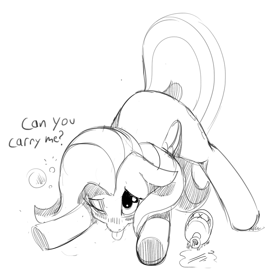 alcohol beverage blush cute cutie_mark dialog drunk equine falling female fluttershy_(mlp) friendship_is_magic horse mammal mewball monochrome my_little_pony one_eye_closed pegasus pony sketch solo text tongue tongue_out wings wink