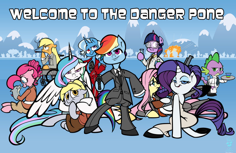 archer_(show) blonde_hair blue_eyes blue_fur bunnimation clothed clothing cyborg derpy_hooves_(mlp) dragon dress equine eyewear female fluttershy_(mlp) freckles friendship_is_magic fur glasses green_eyes grey_fur gun hair horn horse machine male mammal mechanical multi-colored_hair my_little_pony orange_fur parody pink_fur pink_hair pinkie_pie_(mlp) pony princess_celestia_(mlp) purple_eyes purple_fur purple_hair rainbow_dash_(mlp) rainbow_hair ranged_weapon rarity_(mlp) reptile royalty scalie scientist shotgun spike_(mlp) trixie_(mlp) twilight_sparkle_(mlp) two_tone_hair unicorn weapon wheelchair white_fur winged_unicorn wings yellow_eyes yellow_fur