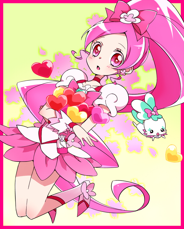 1girl absurdly_long_hair chypre_(heartcatch_precure!) cure_blossom hanasaki_tsubomi heartcatch_precure! long_hair looking_at_viewer magical_girl pink_eyes pink_hair precure very_long_hair yui_(kanatamoo)