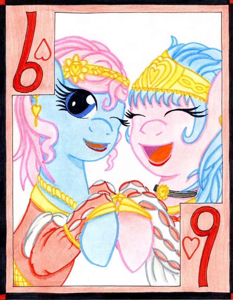 aloe_(mlp) card cardstock equine eyes_closed female friendship_is_magic hair horse lotus_(mlp) mammal my_little_pony nine playing_card smile spa_ponies_(mlp) the1king