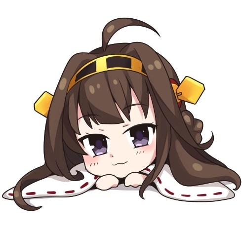 :3 ahoge brown_hair chibi hairband ilris japanese_clothes kantai_collection kongou_(kantai_collection) looking_at_viewer lowres lying purple_eyes solo wide_sleeves