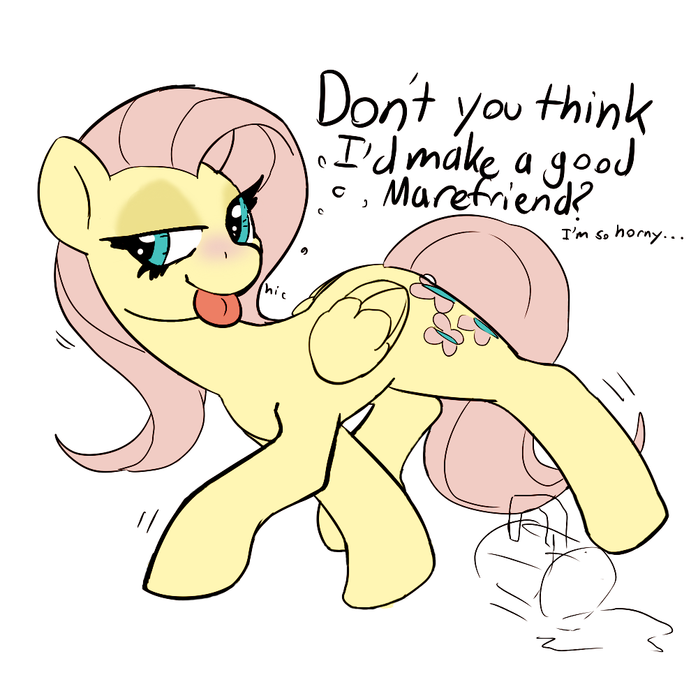 blush cutie_mark dialog drunk edit equine female fluttershy_(mlp) friendship_is_magic fur hair horny horse mammal mewball my_little_pony pegasus pink_hair pony solo suggestive text tongue tongue_out wings yellow_fur